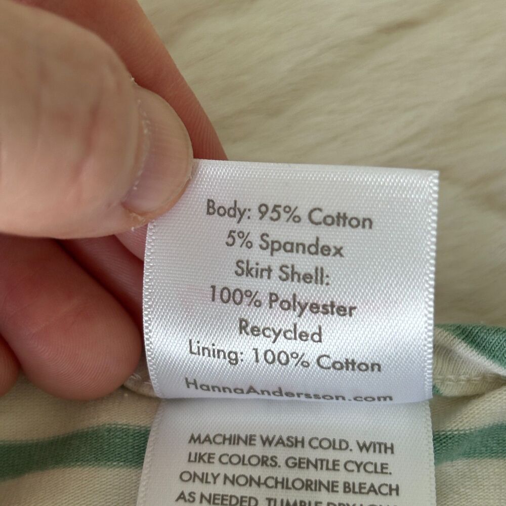Hanna Andersson Girls Size 5 Green Stripe Tulle Twirl Dress Short Sleeve - Picture 6 of 7